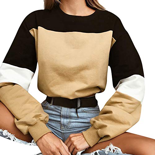 YEBIRAL Sudaderas Mujer,Otoño Invierno Original Tumblr Patchwork Crop Tops Camisas Dobladillo con Cordones Sudaderas Cortas Sudaderas Adolescentes Chicas