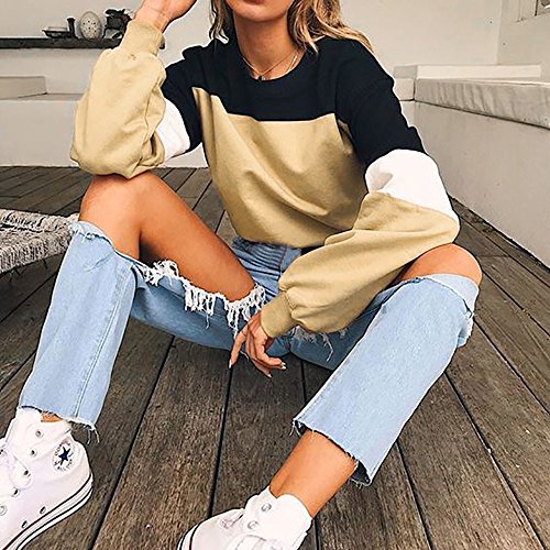 YEBIRAL Sudaderas Mujer,Otoño Invierno Original Tumblr Patchwork Crop Tops Camisas Dobladillo con Cordones Sudaderas Cortas Sudaderas Adolescentes Chicas