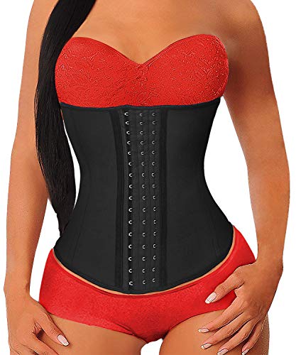 YIANNA Mujer Fajas Reductoras Corsé Waist Trainer Corset Reductor Adelgazante Bustiers de Cinturón Formación Negro,UK-YA- U37G-Black-3XL