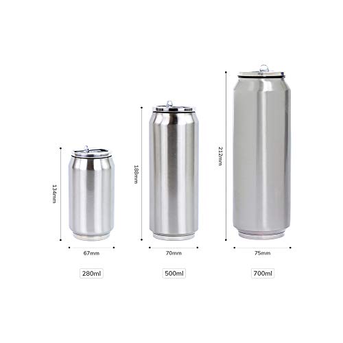 Yoko Design - Lata isotérmica de doble pared de acero inoxidable, sin BPA, reutilizable, ecológica, para agua, deporte, niños, oficina, viaje, 280/500/700 ml