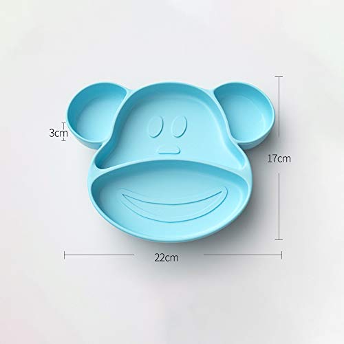 Yoofoss Plato de Silicona con Ventosa para Bebé para tronas y sillines Platos Silicona Bebes Ventosa Libre de BPA Seguro en lavavajillas microondas (Azul)