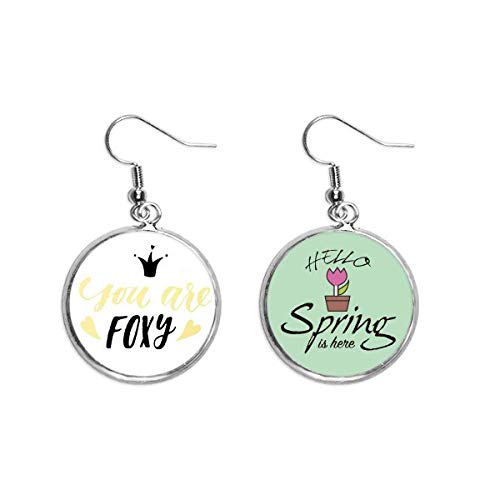 You Are Foxy - Pendientes colgantes con texto en inglés "Handwrit"