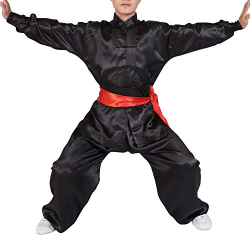 Yudesun Artes Marciales Ropa Unisex Adulto Niño Conjuntos - Tradición China Tai Chi Wushu Ropa Niños Niñas Rendimiento Traje Kung Fu Uniforme Negro 175cm