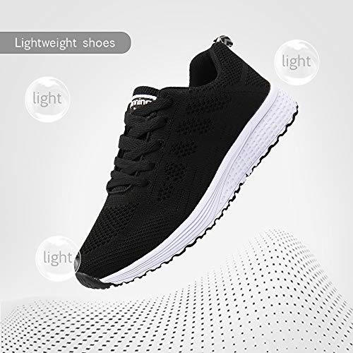 Zapatillas de Deportivos de Running para Mujer Gimnasia Ligero Sneakers Negro 37