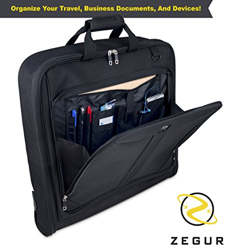 ZEGUR Funda para Ropa para 3 Trajes o Vestidos Ideal como Equipaje de Mano – Maletín de Viaje de Ocio o de Negocios de 1 m – Bolsa con Compartimentos y con Correa para el Hombro Ajustable – Negro