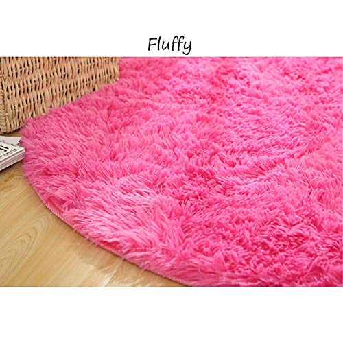 ZHUAN Alfombra Redonda Peluda Alfombra súper Suave de Pelo Largo Alfombra de Felpa Alfombra Lavable Alfombras Antideslizantes para niños Sala de niñas Sala de Estar - Rosa 80 cm (31 Pulgadas)