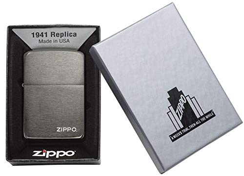 Zippo 1941 Replica Mechero, Metal, Negro Frio, 3.5x1x5.5 cm