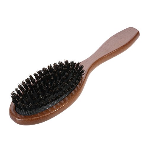 zroven Jabalí con cerdas naturales del cepillo de pelo del peine oval antiestático Paddle extensión del pelo de cepillo de masaje del cuero cabelludo mango de madera de haya