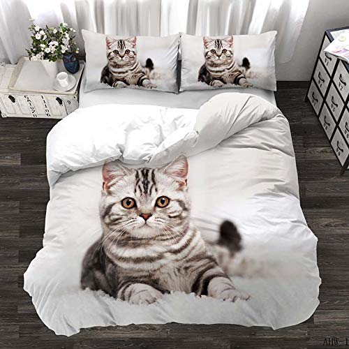 zzkds Animal Cat Ropa de Cama de Tres Piezas Caballo 3D de Tres Piezas para niños y niñas sábanas Escolares AHW-15 220 * 240 (Tres Juegos)