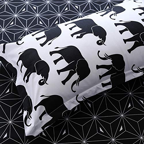 zzkds Juego de Cama cálido, edredón de Elefante con Funda de Almohada, Muchos Elefantes, Super Suave, Tres o Cuatro Juegos de Grupo de Elefantes JP-Double