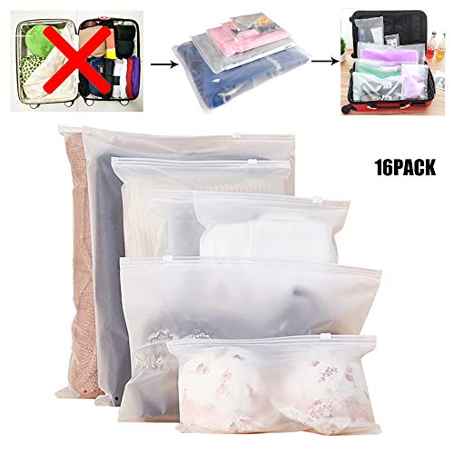 16Pcs Organizadores de Embalaje de Viaje, Bolsas de Almacenamiento de Viaje para ropa Multifuncional Impermeable Transparente Bolsa de Cosméticos Ropa Interior Zapatos Embalaje Conjunto de Bolsa