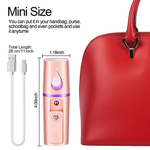 2 Pulverizador de Cara de Nano Mini Vaporizador de Vapor de Cara Portátil Rociador de Niebla Práctico con Espejo Diseño Hidratante e Hidratante para Cuidado de Piel, Maquillaje, Extensión de Pestañas