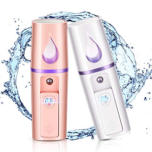 2 Pulverizador de Cara de Nano Mini Vaporizador de Vapor de Cara Portátil Rociador de Niebla Práctico con Espejo Diseño Hidratante e Hidratante para Cuidado de Piel, Maquillaje, Extensión de Pestañas