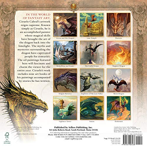 2020 Dragons by Ciruelo 16-Month Wall Calendar: By Sellers Publishing