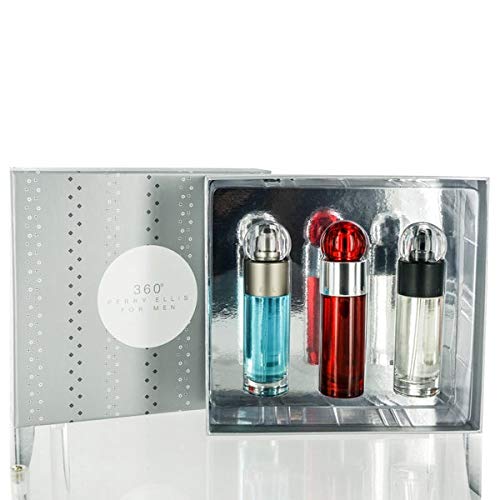 360 por Perry Ellis para hombres – 3 piezas Set de regalo 360 1 oz EDT Spray, 360 rojo 1 oz EDT Spray, Reserva 1 oz EDT