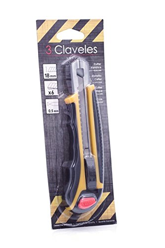 3Claveles 209 - cúter metálico nylon con auto-lock plano hoja 18 mm - 6 hojas