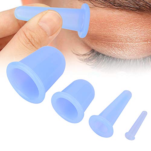 4 piezas ventosa masajeador facial con ventosas para celulitis masaje corporal ventosas terapia lifting facial tratamiento reafirmante tratamiento de terapia(Azul)