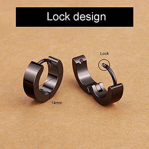 5 Pares 14mm Acero Inoxidable Pendientes pour Hombre Mujer Niña Pendientes Aros Plata Tous