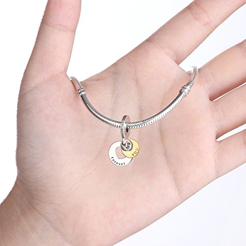 Abalorio de plata de ley 925 con texto en inglés «You & Me Forever Together», compatible con pulseras y otras pulseras europeas