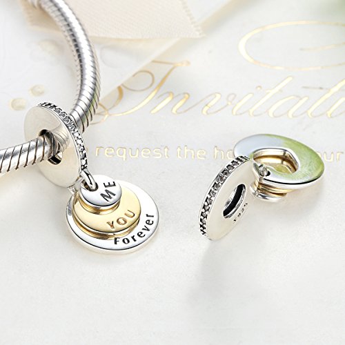 Abalorio de plata de ley 925 con texto en inglés «You & Me Forever Together», compatible con pulseras y otras pulseras europeas