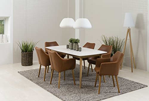 AC Design Furniture Lore - Silla con brazos (revestimiento de piel artificial, patas de roble), Marrón