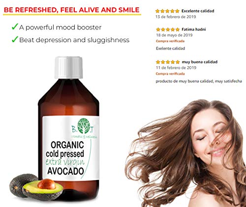 Aceite de Aguacate Bio Aceite de masaje vegetal ecologico Corporal, Pelo, Facial, Aceite Natural Cara prensado en frio Serum cabello organico 100% pure 1000 ml