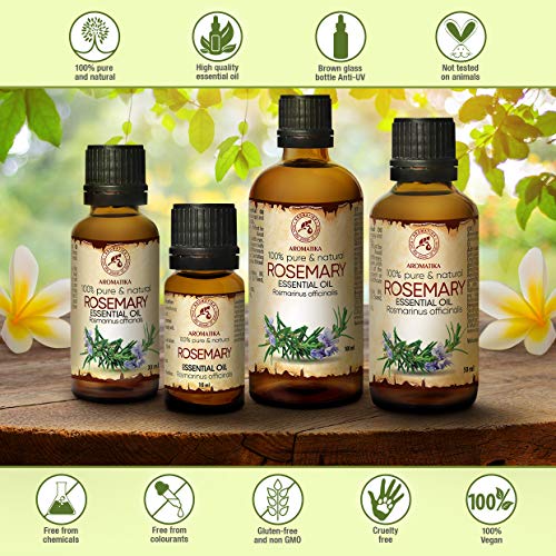 Aceite Esencial de Romero 30ml - Rosmarinus Officinalis - España - 100% Puro y Natural - Rosemary Essential Oil - Buen Humor - Relájese - Mejor para Aromaterapia - SPA - Cuidado Personal - Difusor