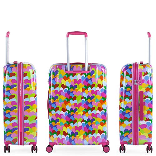 AGATHA RUIZ DE LA PRADA - Maleta de Viaje Mediana Rígida Trolley 4 Ruedas 67 cm de Policarbonato Estampado con Corazones. Resistente y Ligera. Mango 2 Asas y Candado. Estudiante 131160, Color Fucsia