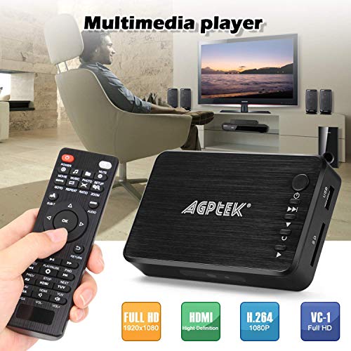 AGPTEK Media Player HDMI VGA Video Player USB OTG SD AV TV AVI RMVB