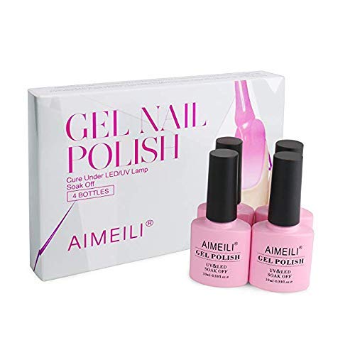 AIMEILI Kit de Esmalte Semipermanente Para Uñas Esmaltes de Uñas Esmaltes en Gel Uñas UV LED Pintauñas Permanente Set de Regalo Soak Off Manicura Colores De La Mezcla Set 4 X 10ml - Set 17