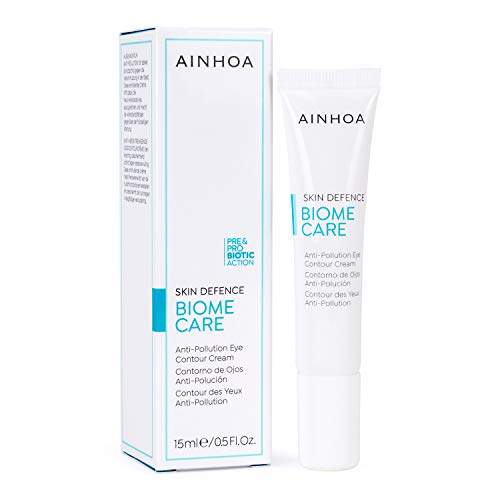 AINHOA Biome Care - Contorno de Ojos Defensa Antipolución 15 ml – Tratamiento Protección Antiedad Hidratante con Acción Prebiótica y Probiótica para Mujer.