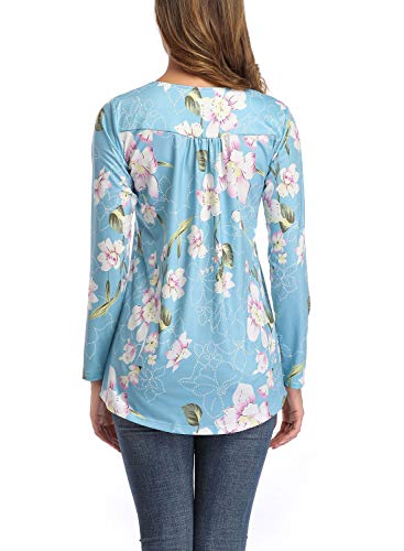 Ajpguot Verano Camisetas Mujer Manga Corta Cuello V Tops Color Sólido Blusas Casual Camisas (2XL, 5577 Lirio Azul)