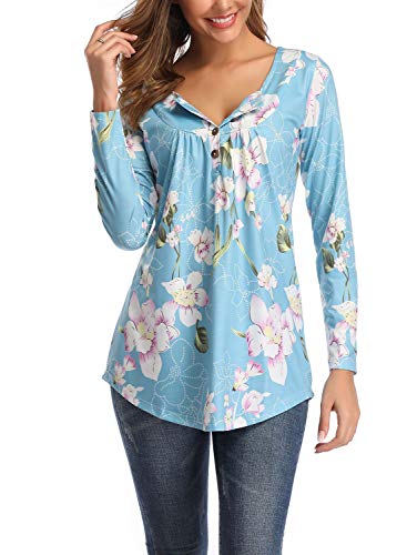 Ajpguot Verano Camisetas Mujer Manga Corta Cuello V Tops Color Sólido Blusas Casual Camisas (2XL, 5577 Lirio Azul)