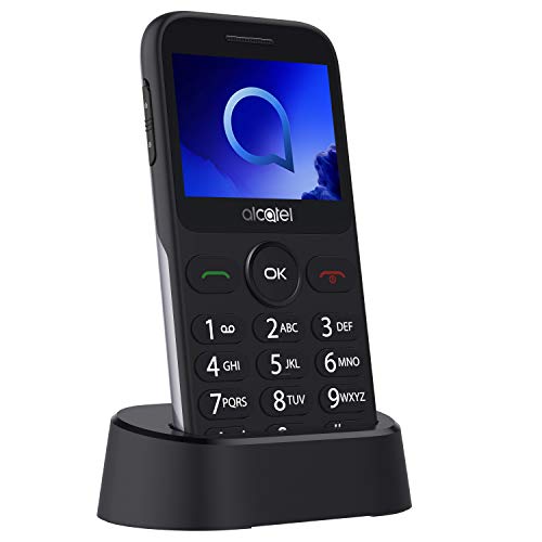 Alcatel 2019G Metallic Silver Pantalla 2.4" Teléfono Móvil Fácil Uso Teclas Grandes Camara 2mpx,Bluetooth BT 2.1,FM Radio,Linterna, Boton SOS,Grabador