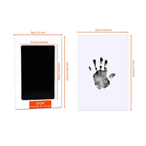 Almohadilla de Tinta para Bebé No Tóxica Kit de Huella Infantil con 4 Tarjetas de Impresión Extra Ideal para el Regalo y Registro de la Fiesta de Recién Nacidos de la Familia (Negro)