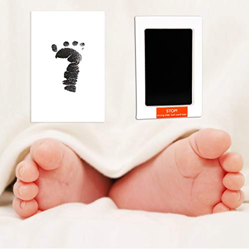 Almohadilla de Tinta para Bebé No Tóxica Kit de Huella Infantil con 4 Tarjetas de Impresión Extra Ideal para el Regalo y Registro de la Fiesta de Recién Nacidos de la Familia (Negro)