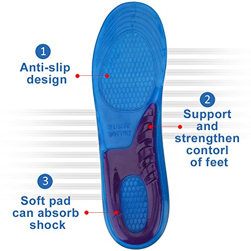 Alomejor Gel Deportes Plantillas Mujeres Hombres Zapatos Pad Masaje Ortopédico Amortiguación Desodorante Militar Suave Cómodo Silicona Plantillas Anti-Golpes Insloes(S (33-37))