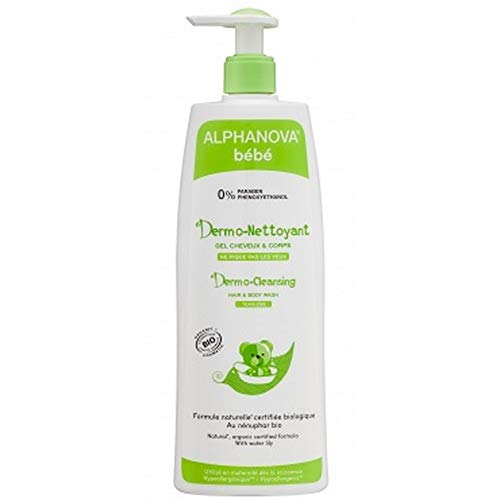 Alphanova bebe, gel espumoso limpiador Baby Dermo para cabello y cuerpo, 500 ml