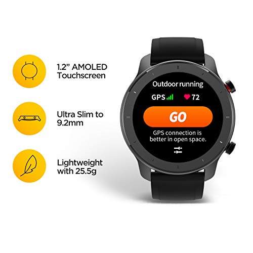 Amazfit GTR 42mm - Reloj Inteligente con frecuencia cardíaca y Seguimiento de Actividad, batería de Larga duración, Blanco