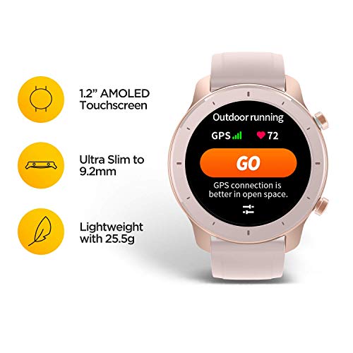 Amazfit GTR 42mm - Reloj Inteligente con frecuencia cardíaca y Seguimiento de Actividad, batería de Larga duración, Rosa