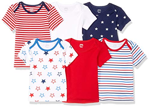 Amazon Essentials - Pack de 6 camisetas con escote americano para niño, Uni Americana, Bebé prematuro