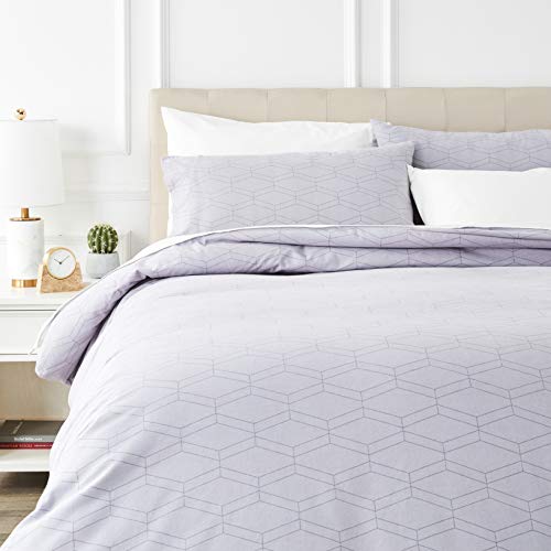 AmazonBasics - Juego de cama de franela con funda nórdica - 230 x 220 cm/50 x 80 cm x 2, Gris geo