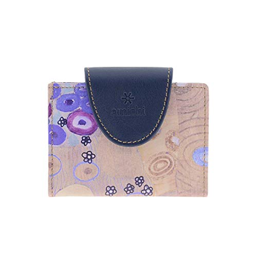 Amichi Tarjetero Lona y Piel Colección Klimt para Mujer Talla: U Color: AZUL