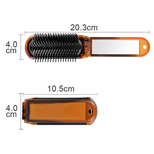 Ancable - Cepillo Plegable para El Pelo Con Espejo, Tamaño Compacto, para Viajes, Coches, Gimnasio, Monederos