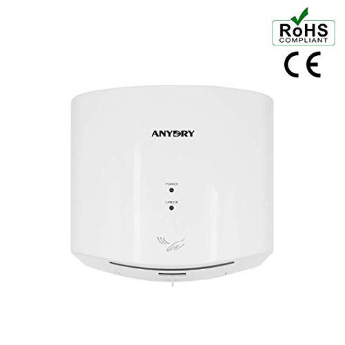 anydry AD2630S Secador de Manos Compacto automático de Alta Velocidad,Comercial y hogar,Cubierta de ABS,1400W,Blanco