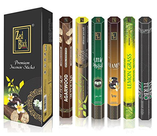 Aroma Serie Superior Palos de fragancias - Pack de 6 - Serene y Fascinante Palillos de Incienso 120 - Feel Las fragancias Naturales con Palos de aceites aromáticos - Bastones Largos duraderos