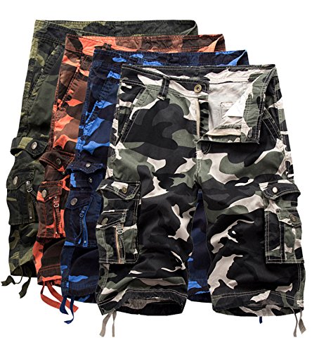 AYG Bermudas Camuflaje Hombre Cargo Shorts(Dark Blue Camo,32)