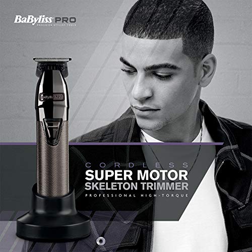 BaByliss Pro Super Motor - Recortadora de esqueleto profesional, cable/inalámbrico, batería de litio recargable de larga duración, motor potente, hoja de acero preciso