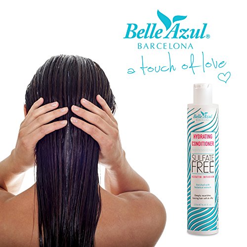 Belle Azul - Acondicionador Hidratante Profesional, Enriquecido con Queratina y Extractos botánicos para Nutrir y Suavizar profundamente el cabello, Libre de sulfatos/parabenos/sales, 250ml