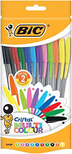 BIC Cristal Multicolour bolígrafos Punta Ancha (1,6 mm) – colores Surtidos, Bolsa de 20 unidades